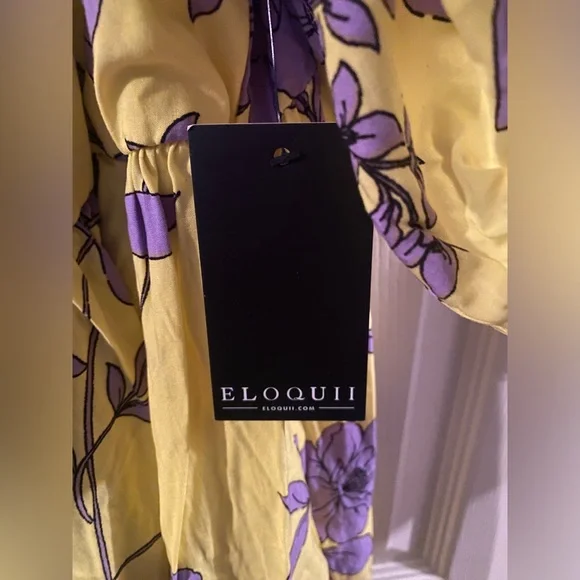 NWT Eloquii Tie Front Full Skirted Floral Maxi Dress - Picture 5 of 5